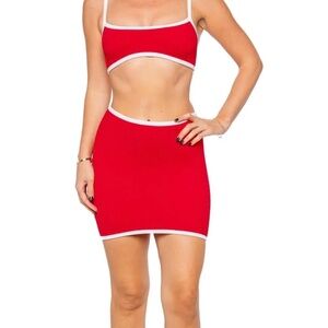 NWT Hunza G Devyn Mini Skirt/ Tube Top 2in1 in Red - One Size Fits Most!